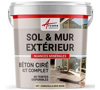 béton ciré, extérieur, pour sol, mur, terrasse, escalier, enduit, décoratif, minéral, en kit - 5 m² (en 2 couches) Chinchilla Gris Beige - ARCANE INDUSTRIES