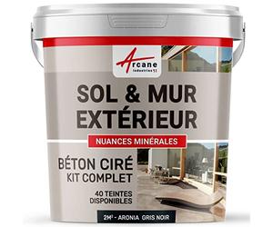 Béton Ciré Extérieur Sol, Mur, Terrasse 2 m² Aronia Gris Noir