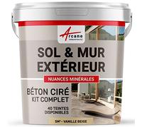 Béton Ciré Extérieur Sol, Mur, Terrasse 5 m² (en 2 couches) Vanille Beige | Haute Résistance Uv, Bonne Opacité, Temps Ouvert 4H, Adhérence Tous Supports, Vernis Anti-Taches - Arcane Industries