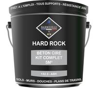 Béton Ciré Gris Kit 5m² finit - HARD ROCK - 2 couches de 5m² - Prêt à l'Emploi - Imperméable - Adhérence sur Tout Support - Intérieur et Extérieur - Instructions incluses - 132-3 - ASH - BARBOUILLE