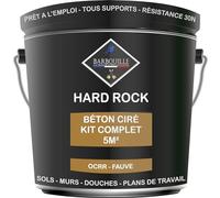 Béton Ciré Marron Kit 5m² finit - HARD ROCK - 2 couches de 5m² - Prêt à l'Emploi - Imperméable - Adhérence sur Tout Support - Intérieur et Extérieur - Instructions incluses - OCRR - FAUVE - BARBOUILLE