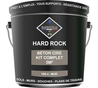 Béton Ciré Marron Kit 5m² finit - HARD ROCK - 2 couches de 5m² -Prêt à l'Emploi- Imperméable - Adhérence sur Tout Support - Intérieur et Extérieur - Instructions incluses - 198-4 - MUD - BARBOUILLE