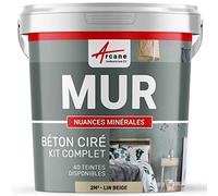 Béton Ciré Mur - Kit complet 40 couleurs avec primaire et finition - 2 m² Lin Beige - ARCANE INDUSTRIES