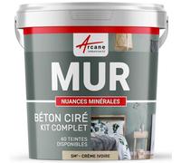 Béton Ciré Mur - Kit complet 40 couleurs avec primaire et finition - 5 m² - Satinée Crème Ivoire - ARCANE INDUSTRIES