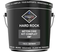 Béton Ciré Noir Kit 5m² finit - HARD ROCK - 2 couches de 5m² - Prêt à l'Emploi - Imperméable - Adhérence sur Tout Support - Intérieur et Extérieur - Instructions incluses - 132-5 - BATMAN - BARBOUILLE