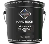 Béton Ciré Noir Kit 5m² finit - HARD ROCK - 2 couches de 5m² - Prêt à l'Emploi - Imperméable - Adhérence sur Tout Support - Intérieur et Extérieur - Instructions incluses - 132-6 - ENCRE - BARBOUILLE