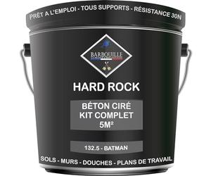 Béton Ciré Noir Kit 5m² finit - HARD ROCK - 2 couches de 5m² - Prêt à l'Emploi - Imperméable - Adhérence sur Tout Support - Intérieur et Extérieur - Instructions incluses - 132-5 - BATMAN - BARBOUILLE