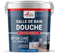 béton ciré salle de bain, douche italienne, pièce d'eau, kit beton cire, salle de bains, douche italienne - 10 m² (en 2 couches) Bleu Prusse - ARCANE INDUSTRIES