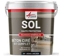 Béton ciré sol en kit | Primaire et vernis de finition inclus - 2 m² (en 2 couches) Aronia Gris Noir - ARCANE INDUSTRIES