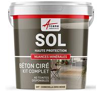Béton ciré sol en kit, primaire et vernis de finition inclus - 5 m² (en 2 couches) Chinchilla Gris Beige - ARCANE INDUSTRIES