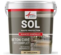 Béton Ciré Sol, Kit avec Primaire et Vernis 2 m² Vanille Beige
