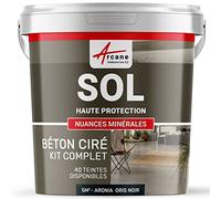 Béton Ciré Sol, Kit avec Primaire et Vernis 5 m² Aronia Gris Noir | Sols Intérieurs et Extérieurs, Très Haute Résistance, Ne Raye Pas, Ne Glisse Pas, Vernis Anti-Taches - Arcane Industries