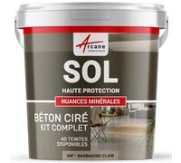 Béton Ciré Sol, Kit avec Primaire et Vernis 5 m² Barbadine Clair | Sols Intérieurs et Extérieurs, Très Haute Résistance, Ne Raye Pas, Ne Glisse Pas, Vernis Anti-Taches - Arcane Industries
