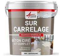 Béton ciré sur carrelage, cuisine, salle de bain, mural, sol, plan de travail, décoratif, revêtement, douche, kit - 10 m² (en 2 couches) Isatis Blanc - ARCANE INDUSTRIES