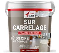 Béton ciré sur carrelage, cuisine, salle de bain, mural, sol, plan de travail, décoratif, revêtement, douche, kit - 5 m² (en 2 couches) Grenade Rouge - ARCANE INDUSTRIES