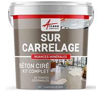Béton ciré sur carrelage, cuisine, salle de bain, mural, sol, plan de travail, revêtement décoratif douche en kit - 2 m² (en 2 couches) Chartreux - Gris - ARCANE INDUSTRIES