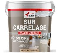 Béton ciré sur carrelage, cuisine, salle de bain, mural, sol, plan de travail, revêtement décoratif douche en kit - 5 m² (en 2 couches) Gazelle Gris Rose - ARCANE INDUSTRIES