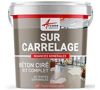 Béton Ciré sur Carrelage, Sol Mur 10 m² (en 2 couches) Rocou Orange Cuivre | Cuisine, Salle de Bain, Plan de Travail, Accroche Renforcée, Anti-Taches, Résistant, Kit Complet - Arcane Industries