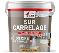 BETON CIRE CARRELAGE POUR SOLS ET MURS - KIT BETON CIRE SUR CARRELAGE 2 m² (en 2 couches) - Blé Doré Beige