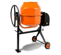 EBERTH 140L Bétonnière Électrique, 550W, Portable, Châssis, Tambour et Couronne Dentée en Acier, Volant Verrouillable, Plaque de Base Stable, pour Travaux de Construction, Dallage, Professionelle