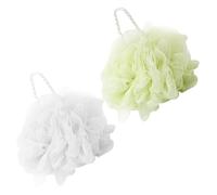 BETOOKY 2 pièces Boules de Bain Douces Maille Éponge Exfoliante Corps Anti-bactérienne Fleurs de Bain Moussantes pour Nettoyage Quotidien Blanches et Vertes Compactes et Séchage Rapide
