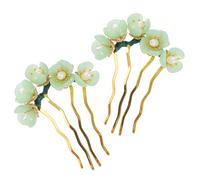 BETOOKY 2pcs Épingles à Cheveux Rétro Vertes en Fer, Style Vintage Simple et Élégant, Ne Cassent Pas, pour Anniversaires et Exercices