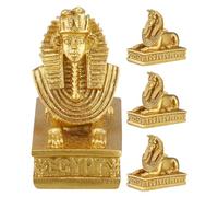 BETOOKY 4 Pièces Sculpture Antique Dorée Intérieure Style Résine en Décoration Sphinx Égyptien pour ou de Bureau de Table