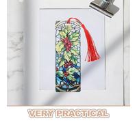 BETOOKY 5 Pièces Signets Acryliques de Noël avec Pompons Rouges Marque-pages Rectangulaires Doubles Faces pour Lecture et DIY Lot Cadeaux Fêtes et Événements