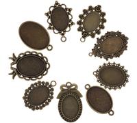 BETOOKY 9 Pièces Bases de Pendentif en Alliage pour Fabrication de Bijoux Diy, Plateaux Vierges Styles Uniques, Supports de Médaillons Camée, Tailles, Résistants la Style Plusieurs styles