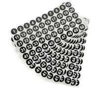 BETOOKY Autocollants Numérotés Adhésifs Noirs 1-50 Rond 2,54 Cm, Lot de 10 Feuilles Imperméables pour Bureau, Organisation, Classification et Identification Polyvalente