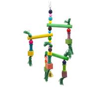 BETOOKY Balançoire Perroquet en Bois Échelle Créative pour Petits Oiseaux, d'escalade Qui Divertit et Développe Compétences Lors D'explorations Couleur Aléatoire