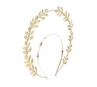 BETOOKY Bandeau Rétro Double Couche Doré à Feuilles Accessoire de Coiffure Décoratif Vintage pour Filles Coiffure Mariage et Soirée Bandeau Cheveux Élégant Style Déesse Fait Main