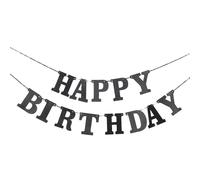 BETOOKY Bannière D'anniversaire Noire en Papier pour Garçon et Filles et Adultes, Drapeaux de Queue D'hirondelle, Design Luxueux, Facile à Installer, Décoration Réutilisable pour Fête