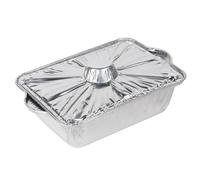 BETOOKY Barquette Aluminium Jetable avec Couvercle Argenté 2500ml Résistante Haute Température Empilable pour Cuisson et Stockage Alimentaire en Extérieur