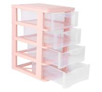 BETOOKY Boîte de Rangement Transparente à Tiroirs 4 Couches, Plastique, Couleur Rose, Organisateur de Bureau Multifonction pour Cosmétiques, Papeterie et Accessoires, pour Bureau