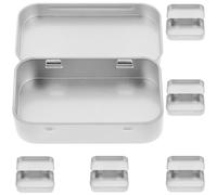 BETOOKY Boîtes de Rangement Boîte Pratique et Légère Lot de 6 en Fer-blanc Argenté Rectangulaire avec Couvercle à Charnière pour Fêtes et Snacks