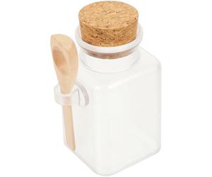 BETOOKY Bouteilles Rechargeables Étanches et Légères Lot de 6 pour Sel de Bain avec Cuillère et Bouchon en Liège pour Soins Personnels et Salons de Beauté