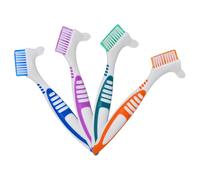 BETOOKY Brosse à Dents pour Dentier Double Face 4pcs Poils Durs et Manche Ergonomique Antidérapant pour Nettoyage des Prothèses Dentaires