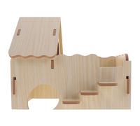 BETOOKY Cachette pour Cobayes et Hamsters en Bois Khaki, Maison Multifonctionnelle pour Divertissement et Entraînement des Petits Animaux en Cage
