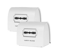 BETOOKY Conteneur à Déchets Métalliques Portable en Tôle Blanc 2 Pcs pour Salon de Coiffure Sécurisé et Protecteur Design Simple et Forme Unique