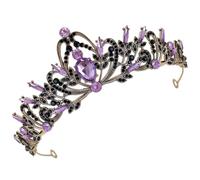 BETOOKY Diadème de Mariage en Alliage de Zinc et Strass Noirs, Tiare Couronne Feuille pour Mariée et Anniversaires, Accessoire Coiffure Élégant et Solide, pour Fêtes et Couleur Aléatoire