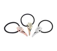 BETOOKY Élastiques Cheveux Gothiques Viking Tête de Corbeau Crâne Alliage Léger Confortable 3pcs pour Halloween et Carnaval, Accessoire Coiffure Facile à Porter