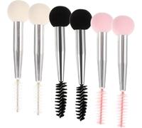BETOOKY Ensemble de 6 Éponges à Maquillage Double Tête pour Sourcils et Cils, Applicateur Pratique en Aluminium, pour Noël Fête des Mères