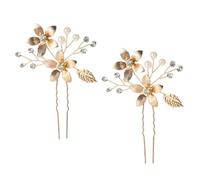 BETOOKY Épingles à Cheveux Fleur à Cinq Pétales Élégante de Mariage en Alliage de Zinc Or, 2pcs Faciles et Pratiques à Porter lors de Mariages pour Femmes
