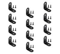 BETOOKY Équerre de Fixation Noire en Acier Inoxydable 90° Forme L Renforcée Légère pour Étagère et Cloison, Lot de 12 Pièces avec 24 Vis pour Bureau et Jardin