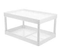BETOOKY Étagère de Rangement à Double Niveau Rangement Compact Facile à Installer et Nettoyer en Plastique Blanc pour Salle de Bain et Balcon pour Accessoires