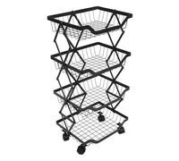 BETOOKY Étagère de Rangement Pliante à Quatre Niveaux en Acier Carbone Noir, Design Multi-Niveaux Cuisine, Salon ou Chambre, Stockage et Gain de Place