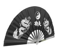 BETOOKY Éventail de Tai Chi en Acier Inoxydable Noir, Pliant et Facile à Transporter, pour Danse et Performance Solo Traditionnelle