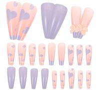BETOOKY Faux Ongles Décoratifs à Pression 48 Pcs Bleu et Rose Translucide, 2 Ensembles 24 Pcs, Manucure Nail Art Féminin, Ornements pour Faux Ongles Maison, Adhésifs pour Nail Art Usage