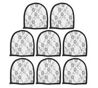 BETOOKY Fermeture de Postiche en Dentelle Noire, Lot de 8 Set de Set de Pièces, Base en Filet Douce et Résistante pour Accessoires Cheveux et Fabrication de Perruques